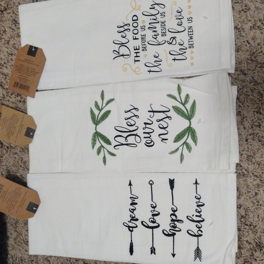New with Tags Kitchen Towels w/Phrases